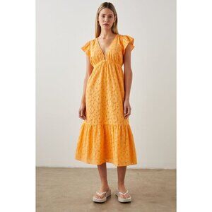 Rails Tina Maigold Eyelet Ruffle Midi Dress Women's Size S Small